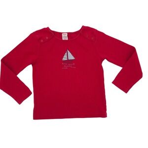 Gymboree Long Sleeve Sailboat Graphic Top Y2K 2003 Girls Size 6 Red Nautical